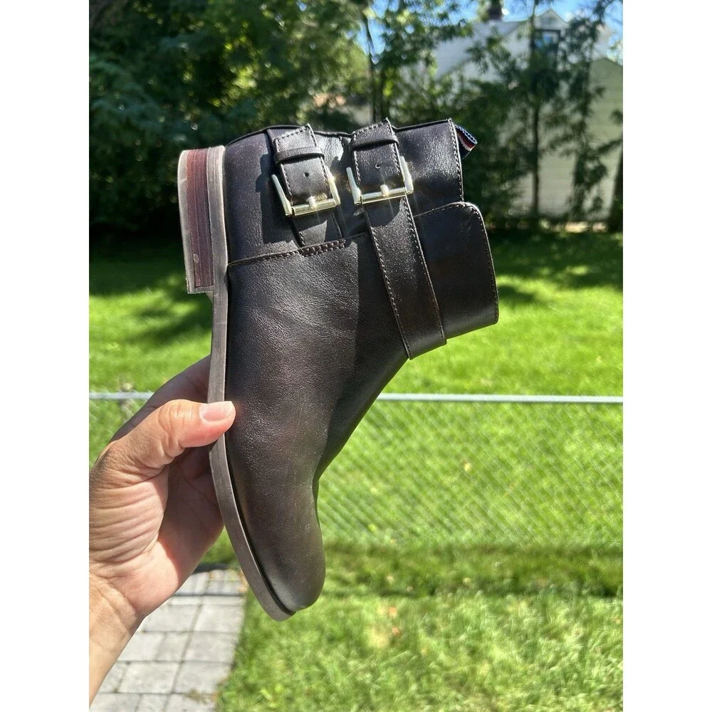 Tommy Hilfiger Women’s Black Ankle Boots Size 8.5M Buckle Zip Booties